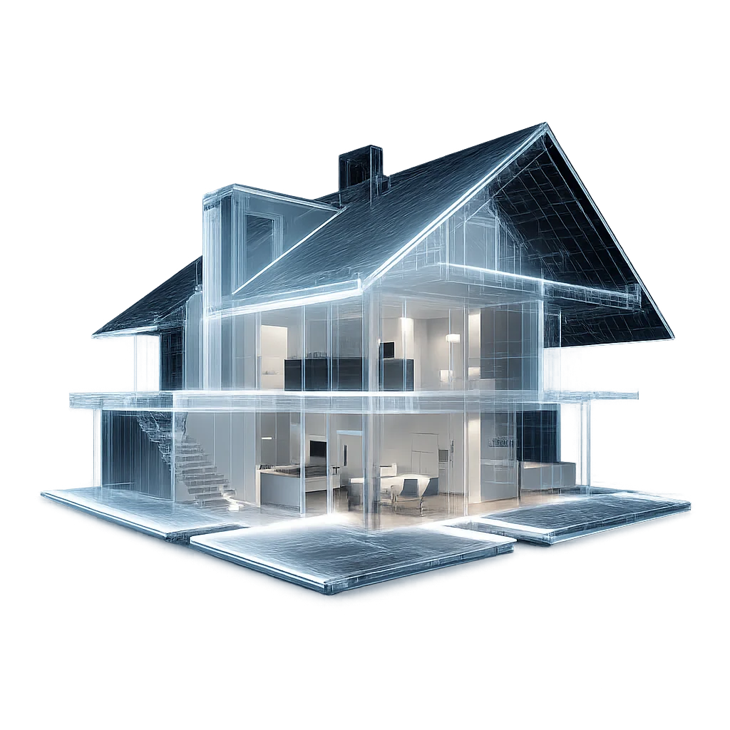 Transparentes 3D-Modell eines Hauses